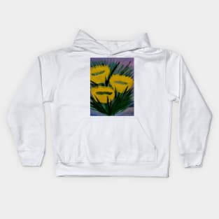 abstract yellow wildflower Kids Hoodie